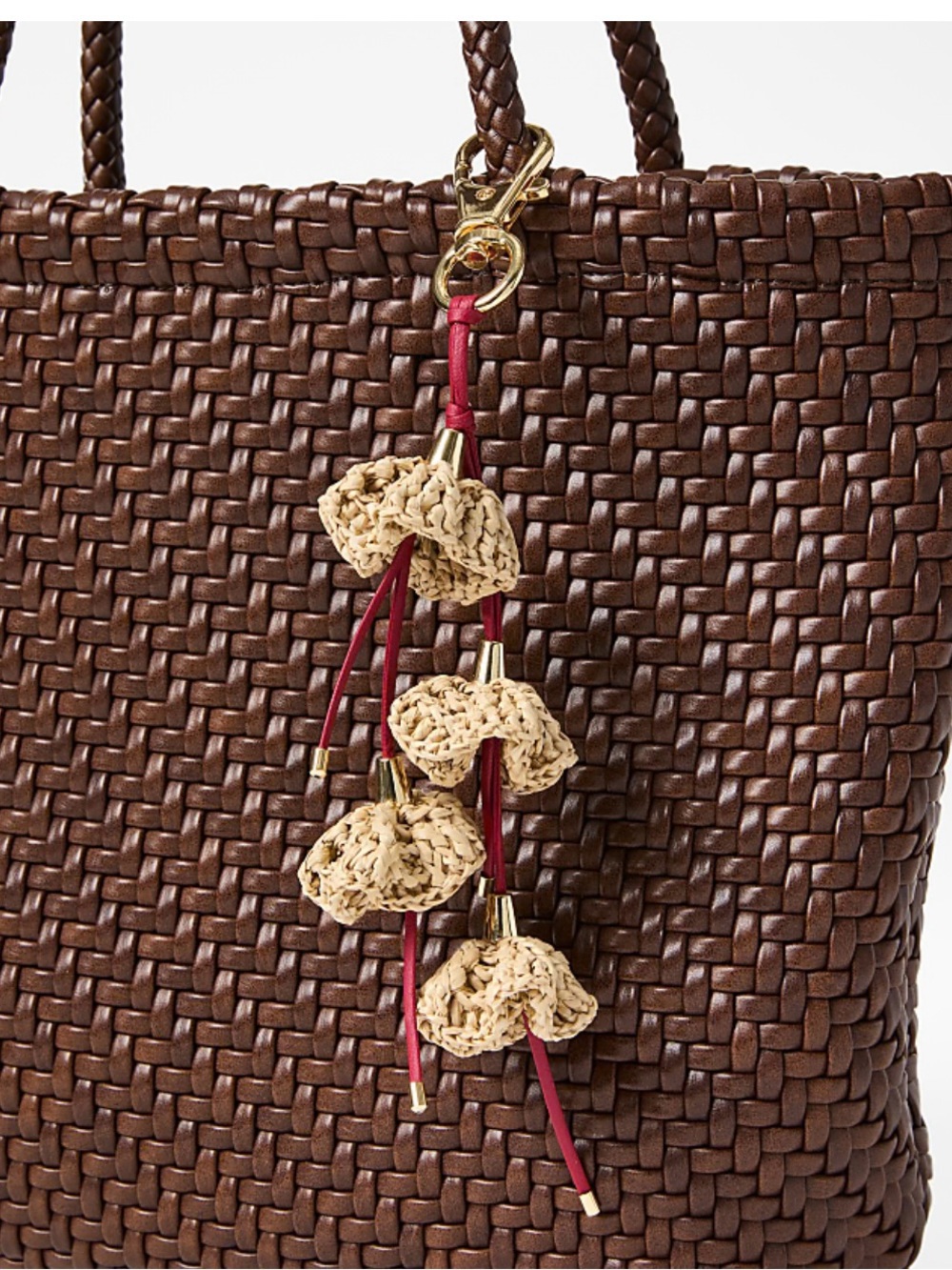 LOFT Raffia flower bag charm